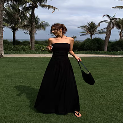 Mùa thu 2019 mới của phụ nữ phiên bản Hàn Quốc của dây rút thời trang khâu tay dài váy đầm thể thao giản dị - Váy dài váy dài đẹp