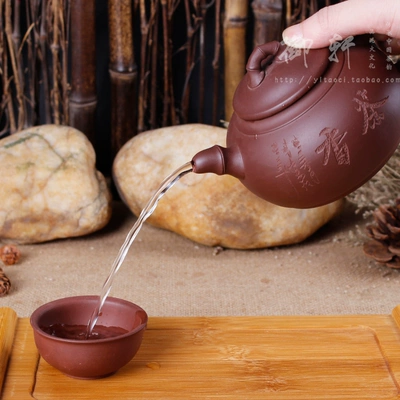Bộ ấm trà ấm trà màu tím cát bộ nồi đất sét màu tím nồi đơn nồi gốm sứ làm bằng tay nồi trà hương 380ml ấm trà đẹp