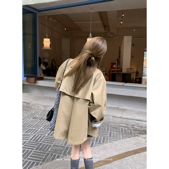 Áo mới mùa thu đông 2018 áo gió nữ dài phần ren thon gọn phiên bản Hàn Quốc của khí chất thời trang hoang dã dày