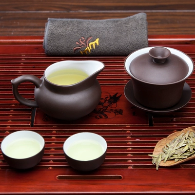 Bộ ấm trà Yifutang Cup Zisha Gongdao Handmade Handmade Bộ trà Zisha Kungfu Phụ kiện Trà Nghi lễ Không trà phù hợp bình ủ trà