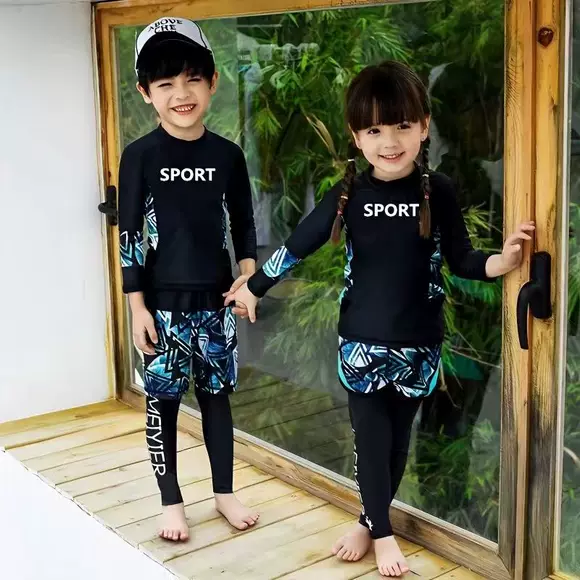 Mùa hè cho bé trai Bộ đồ bơi dài tay Spa Snorkeling Children Mặc trẻ em Đồ bơi Kem chống nắng Đồ bơi cho bé trai - Đồ bơi trẻ em đồ bơi bé trai