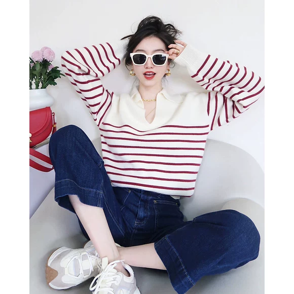 Áo len dệt kim cổ chữ V tay ngắn nữ mùa xuân 2019 tay áo rộng mới áo len đáy quần áo đầu xuân - Áo len cổ chữ V áo len nữ đẹp 2021