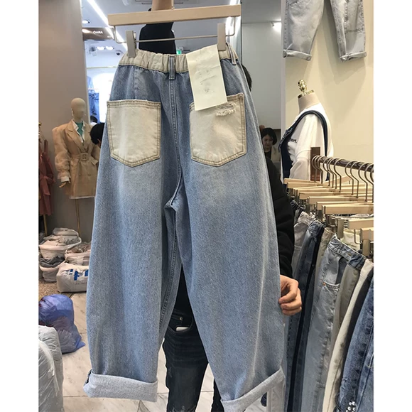 Mùa hè Hàn Quốc quần ống rộng quần nữ thẳng quần nóng quần jeans rộng quần short eo cao giảm béo quần giản dị - Quần jean shop thời trang nữ