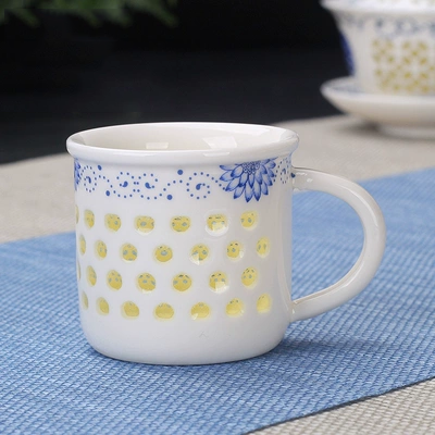 Nhà sáng tạo sứ gốm sứ màu xanh và trắng cốc nhỏ cốc đơn cốc chủ cốc tinh tế bộ sản phẩm tách trà với tách trà - Trà sứ