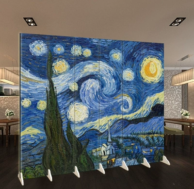 Vách ngăn màn hình Van Gogh tranh sơn dầu nổi tiếng thế giới bức tranh đầy sao cho phòng khách hòng ngủ khách sạn cà phê bar