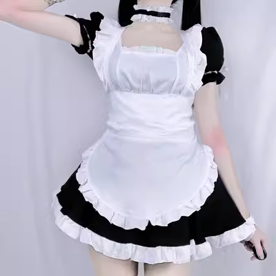 Nhật Bản màu đen và trắng hầu gái váy ông chủ hàng ngày lolita người giúp việc dễ thương lolita váy phù hợp với kích thước lớn