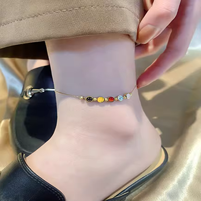 12 chòm sao vòng chân nam nữ phiên bản Hàn Quốc của học sinh đơn giản Sen đỏ dây chân thời trang đen retro vòng chân lắc chân thủ công