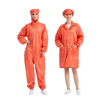 Quần áo chống tĩnh điện Quần áo chống bụi Quần áo chống tĩnh điện màu cam Quần áo phòng sạch chống bụi màu đỏ cam cho nam và nữ