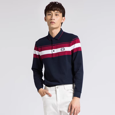 Quần áo cotton nam Onyje áo thun nam in áo polo nam áo len dài tay áo len sọc xã hội áo polo tay dài
