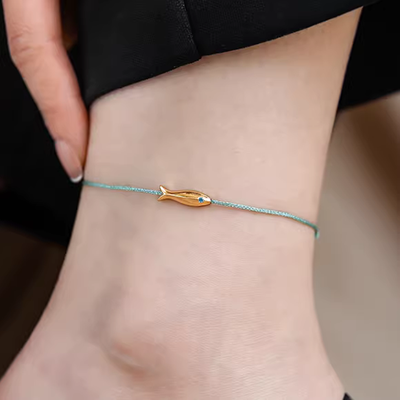 . [Chất lượng được chọn] trang sức vòng chân nữ phiên bản Nhật Bản và Hàn Quốc của mặt dây chuyền hoang dã hạt chuông mạ vàng chân gợi cảm vận chuyển - Vòng chân lắc chân pnj