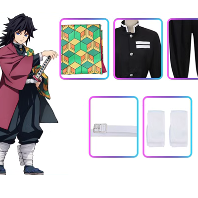 cosplay gyutaro Demon Slayer: Kimetsu không Yaiba Tomioka Giyu cos quần áo Demon Slayer Cột Nước cosplay trẻ em người lớn toàn bộ nam điểm kimetsu no yaiba zenitsu cosplay