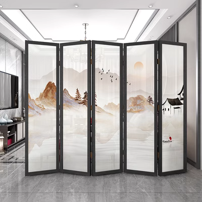 Trung Quốc mới màn hình phân vùng trang trí phòng khách phòng ngủ đơn giản hiện đại gấp di động văn phòng gỗ rắn màn hình gấp