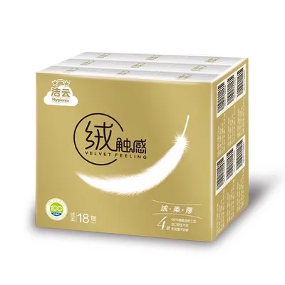 Khăn tay nhung Jieyun sê-ri giấy cảm ứng 4 lớp 7 tờ 18 gói * 6 gói khăn giấy khăn giấy cộng với giấy mềm - Sản phẩm giấy / Khăn giấy ướt