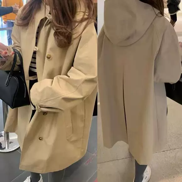 Áo gió nữ mùa xuân và mùa thu 2018 sinh viên Hàn Quốc mới loose chic sinh viên coat trong phần dài của gió áo khoác thủy triều áo khoác nữ hàn quốc