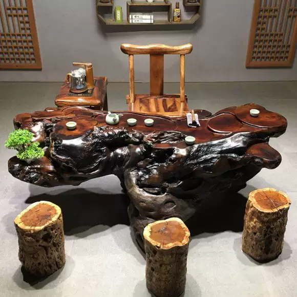 Cửa hàng mạnh mẽ khắc gốc ghế phân phân phong cách Hàn Quốc bến tàu bền và thực tế thấp phân gỗ băng ghế cây trụ khung hỗ trợ - Các món ăn khao khát gốc giá bàn ghế gốc cây