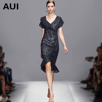 Aui Châu Âu hàng voan đầm nữ mùa hè 2019 mới trong phần dài của các quý cô khí ga châu Âu - Váy eo cao 	váy trắng rút eo	