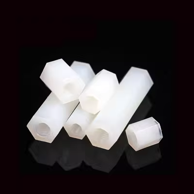 Cột cách ly cách nhiệt bằng nhựa nylon màu trắng M2-M3 cột đai ốc hai đầu bằng nhựa hình lục giác đi qua kép