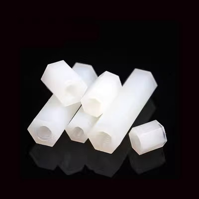 Cột cách ly cách nhiệt bằng nhựa nylon màu trắng M2-M3 cột đai ốc hai đầu bằng nhựa hình lục giác đi qua kép ốc vít dẹp