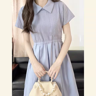 Mùa hè mới của phụ nữ phiên bản Hàn Quốc của ren nhỏ tươi và ngọt ngào dễ thương khâu eo cao váy giảm béo Một chiếc váy chữ - A-Line Váy mẫu váy chữ a cho người béo