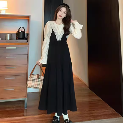 Mùa hè 2019 mới đại học gió v-cổ buộc dây dễ thương tay áo kèn lỏng Một chiếc váy nữ từ cổ tích - A-Line Váy đầm xòe công chúa cao cấp