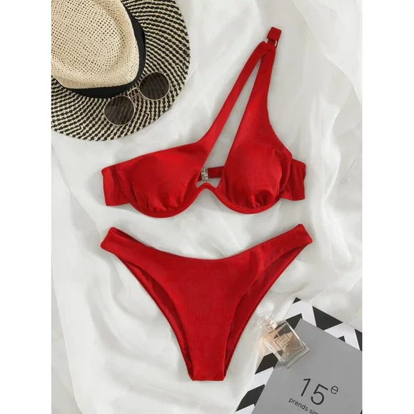 Hàn Quốc thép tấm eo cao ngực nhỏ tụ tập áo tắm bikini mới gợi cảm của phụ nữ mùa xuân kỳ nghỉ áo tắm ren - Bikinis váy tắm biển