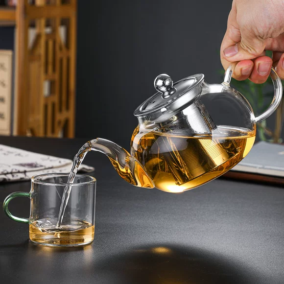Ấm trà thủy tinh chịu nhiệt trà hoa Kung Fu trà đỏ cup lọc trà maker ấm đun nước hộ gia đình thủy tinh ấm trà tea set