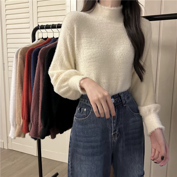Mùa xuân và mùa thu 2019 của phụ nữ phiên bản Hàn Quốc mới của áo len cổ tròn dài tay bên ngoài áo len cardigan cỡ lớn áo len ngắn - Vòng cổ áo len