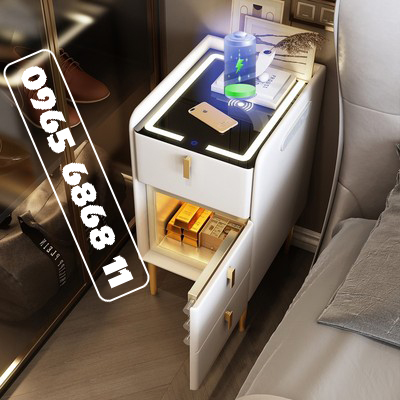 tủ sách giá rẻ Tủ đầu giường thông minh nhỏ chất liệu gỗ thông táp đầu giường đèn cảm ứng sạc không dây tủ giày thông minh