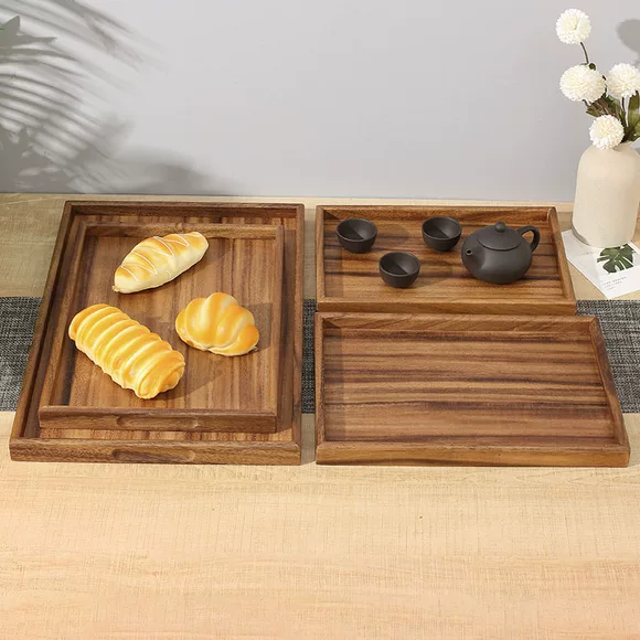 Khay bánh mì sáng tạo hình chữ nhật cửa hàng thức ăn phương Tây trưng bày bánh nướng bằng gỗ đào đào sắc nét món ăn bằng gỗ trưng bày phù hợp dụng cụ nhà bếp bằng gỗ
