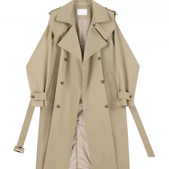 Eveli 2019 mùa thu và mùa hè mới dài phần áo khoác màu cam áo gió nữ 1196210172 thương hiệu quần áo nữ - Trench Coat