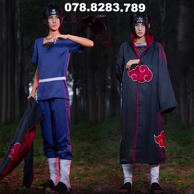 Xoài Anime Naruto Quần Áo Tổ Chức Akatsuki Cos Áo Choàng Sasuke Itachi Trang Phục Akatsuki Áo Gió Naruto Sasuke cosplay tobi akatsuki