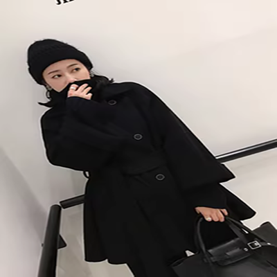 Chống mùa giải phóng mặt bằng màu đen ren áo len nữ mùa thu và mùa đông phần dài 2018 mới Hàn Quốc hai mặt áo len áo khoác jean nữ