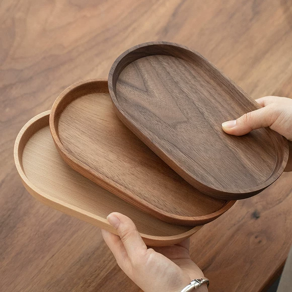 Tấm gỗ hình chữ nhật dao kéo khay gỗ Phong cách Nhật Bản pizza gỗ khay gỗ nhà tấm gỗ tấm - Tấm đĩa gỗ