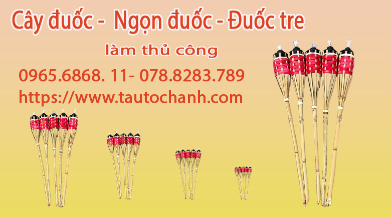 Cây đuốc -  Ngọn đuốc - Đuốc tre làm thủ công, đèn thắp sáng ngoài trời